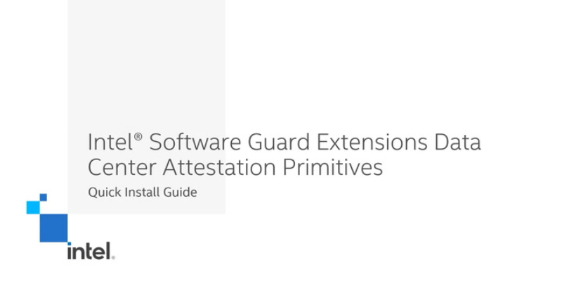Chapter :1 Intel® SGX DCAP: Quick Install Guide